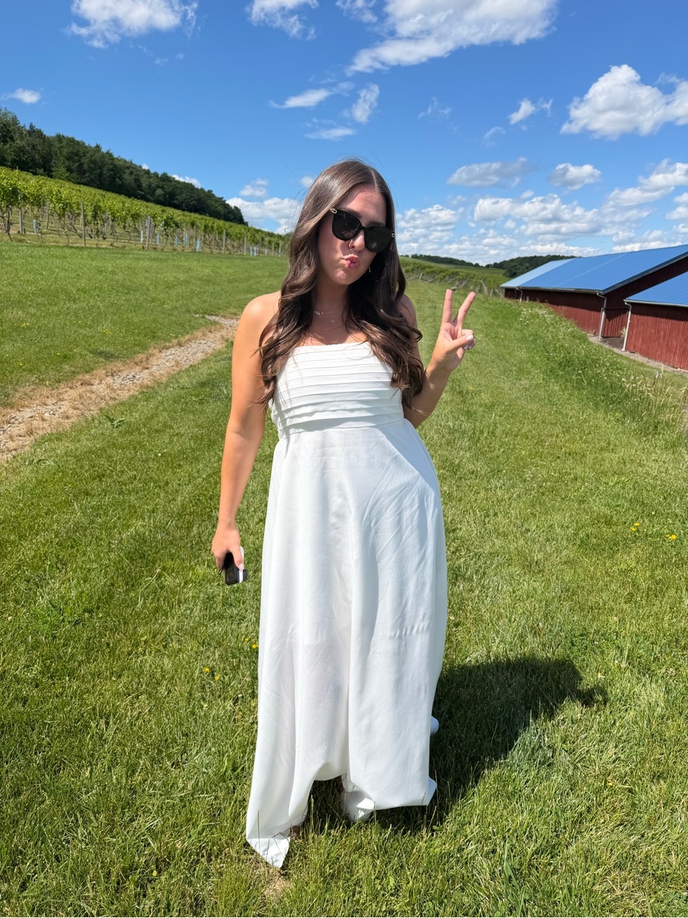 Strapless white sundress